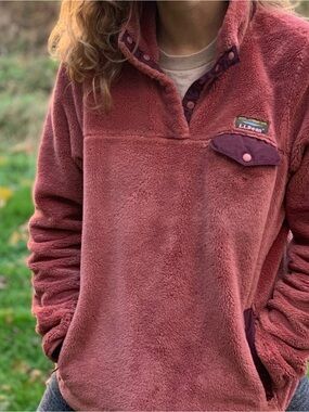 L.L. Bean Women's Plush Snap Pullover in Dusty Rose